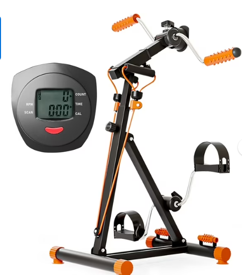 Under Desk Exercise Bike, Pedal Exerciser with LCD Display for Home Office, Portable Peddler Exerciser for Arm & Leg Workout