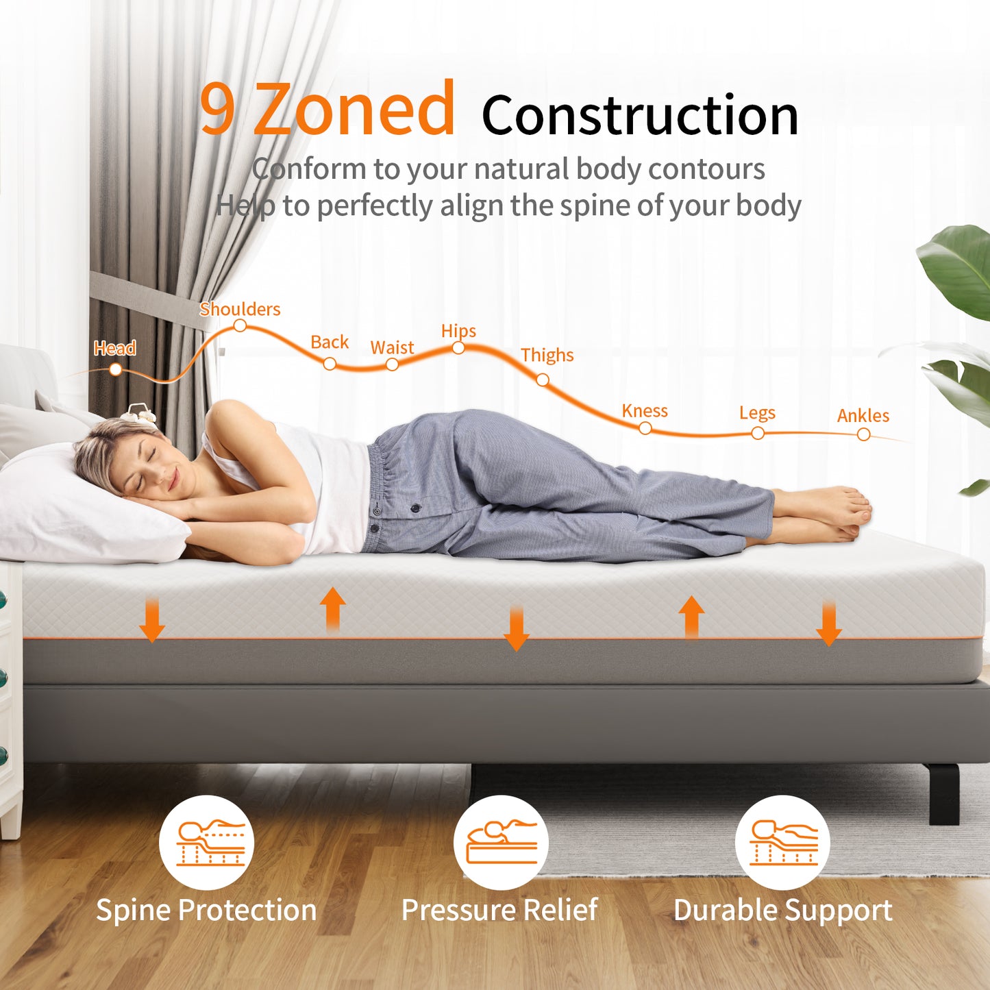 Doubleslee Twin Size 12" Gel Memory Foam Mattress, Innerspring Hybrid Mattress in a Box - Double-Sided Use
