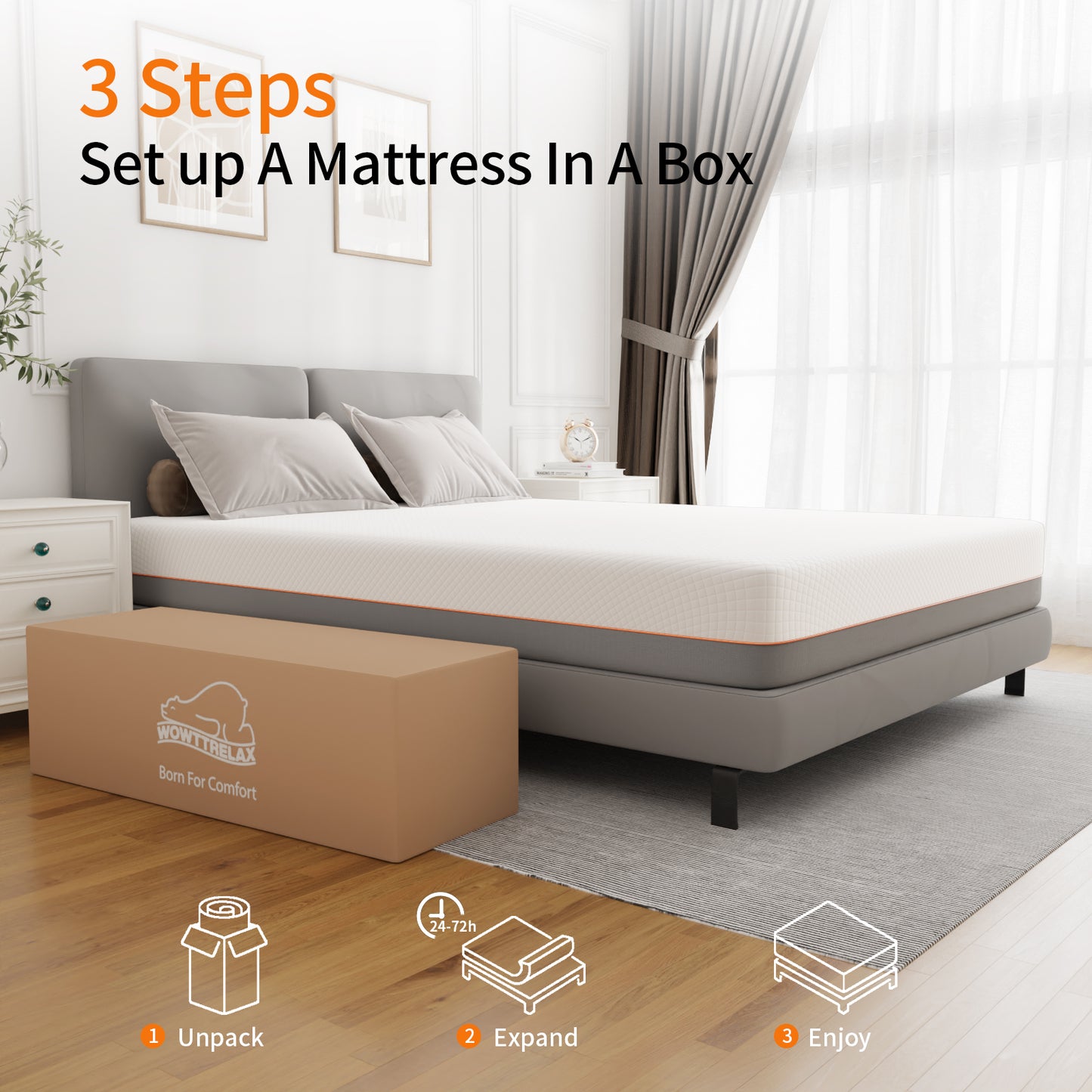 Doubleslee Twin Size 12" Gel Memory Foam Mattress, Innerspring Hybrid Mattress in a Box - Double-Sided Use
