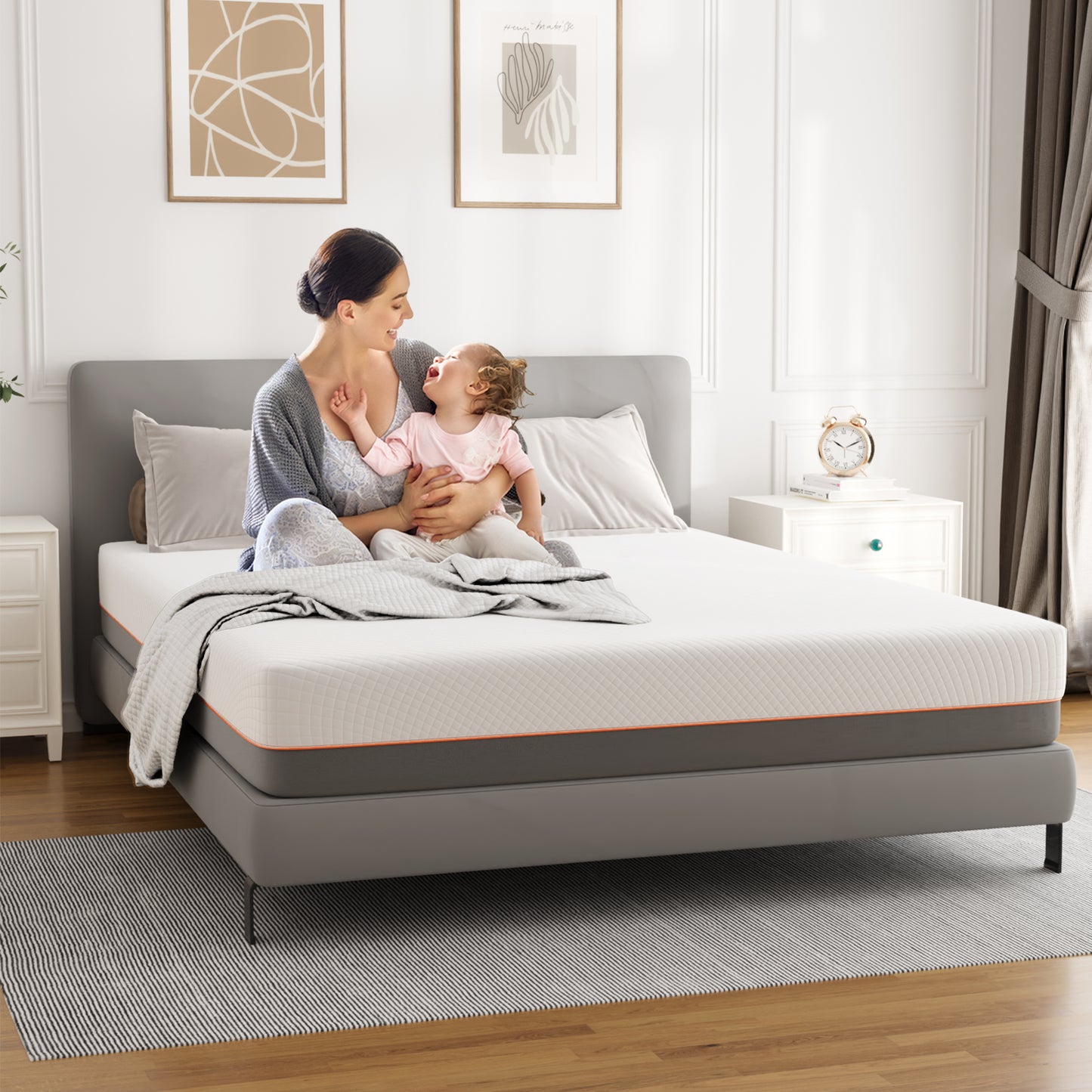 Doubleslee Twin Size 12" Gel Memory Foam Mattress, Innerspring Hybrid Mattress in a Box - Double-Sided Use