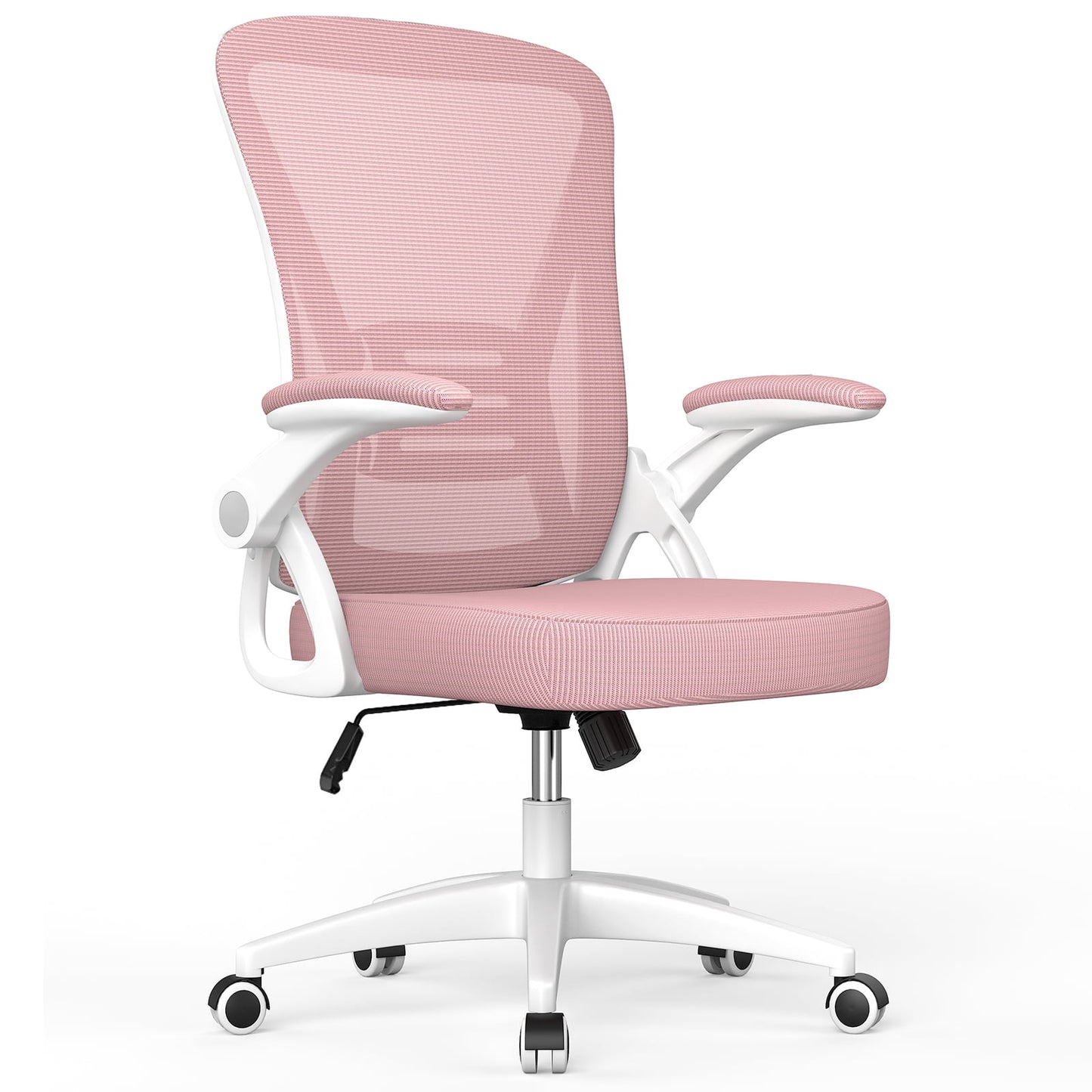 Ergonomic Office Chair, Mid-Back Computer Chair with Adjustable Height, Flip-Up Arms and Lumbar Support, Mesh Desk Chair, Gray