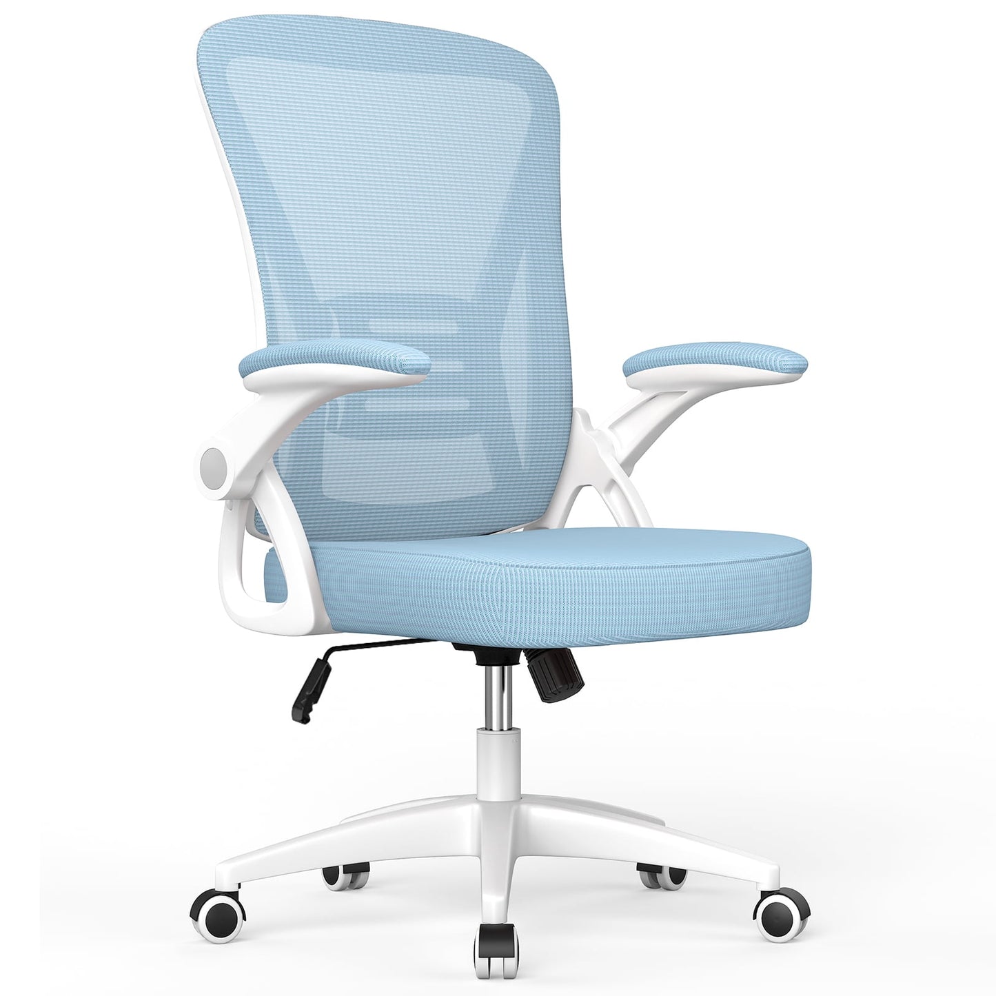 Ergonomic Office Chair, Mid-Back Computer Chair with Adjustable Height, Flip-Up Arms and Lumbar Support, Mesh Desk Chair, Gray