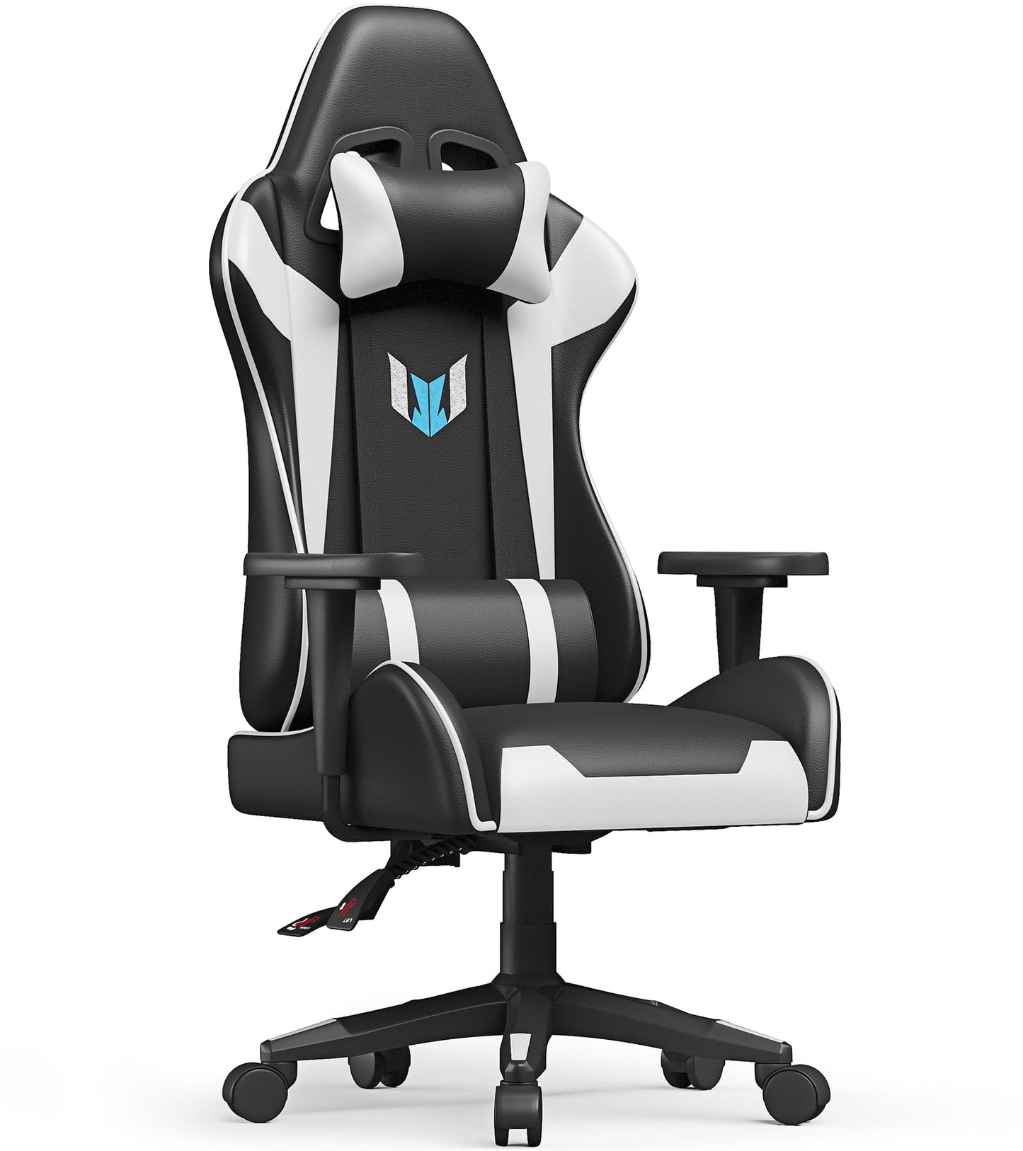 Gaming Chair with Height Adjustable Headrest and Lumbar Support for Adults Teens, Black Red