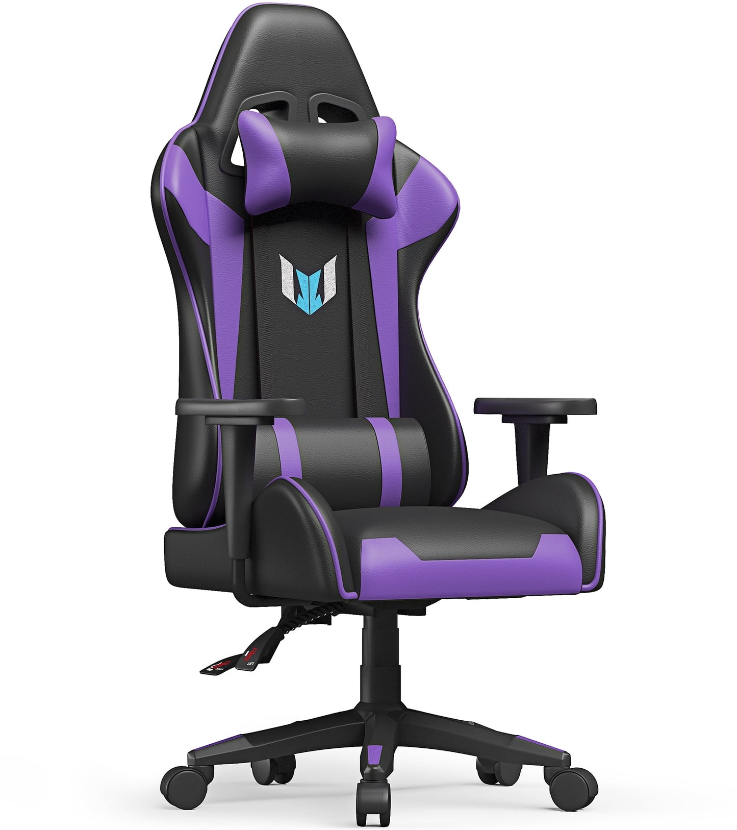 Gaming Chair with Height Adjustable Headrest and Lumbar Support for Adults Teens, Black Red