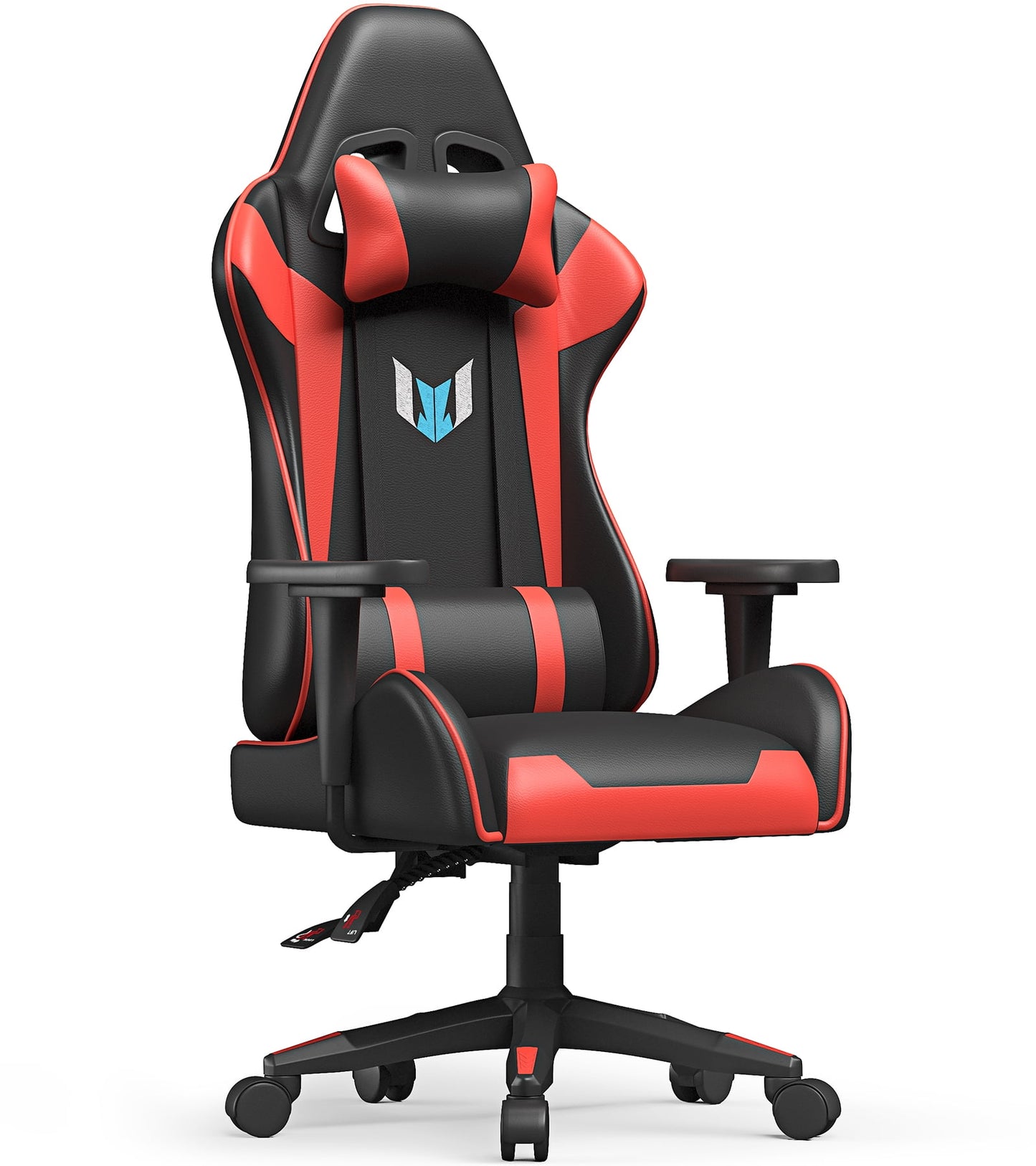 Gaming Chair with Height Adjustable Headrest and Lumbar Support for Adults Teens, Black Red