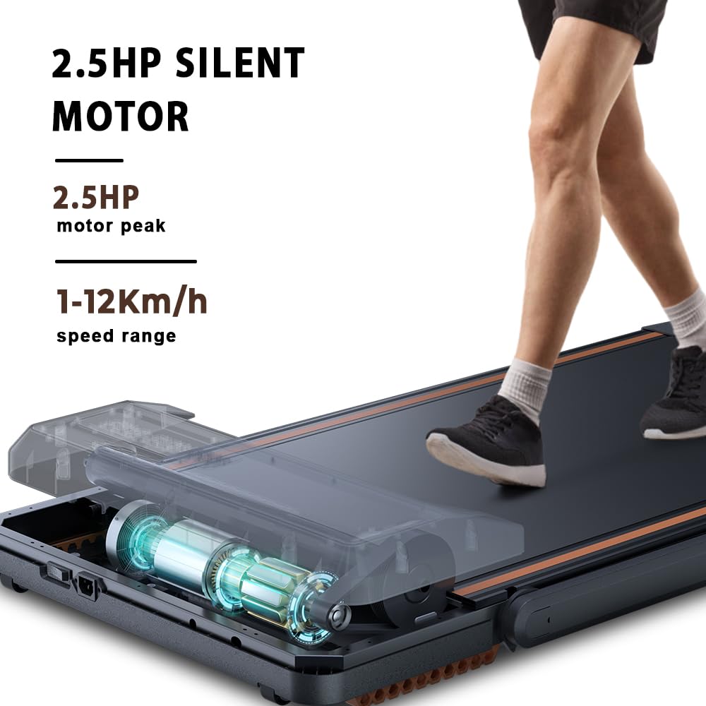 Dskeuzeew Walking Pad Treadmill YQ-T4015, APP & Remote Control 2 in 1 Folding Treadmill with LED Display, Shock Absorption, 1-12km/h Adjustable Speed