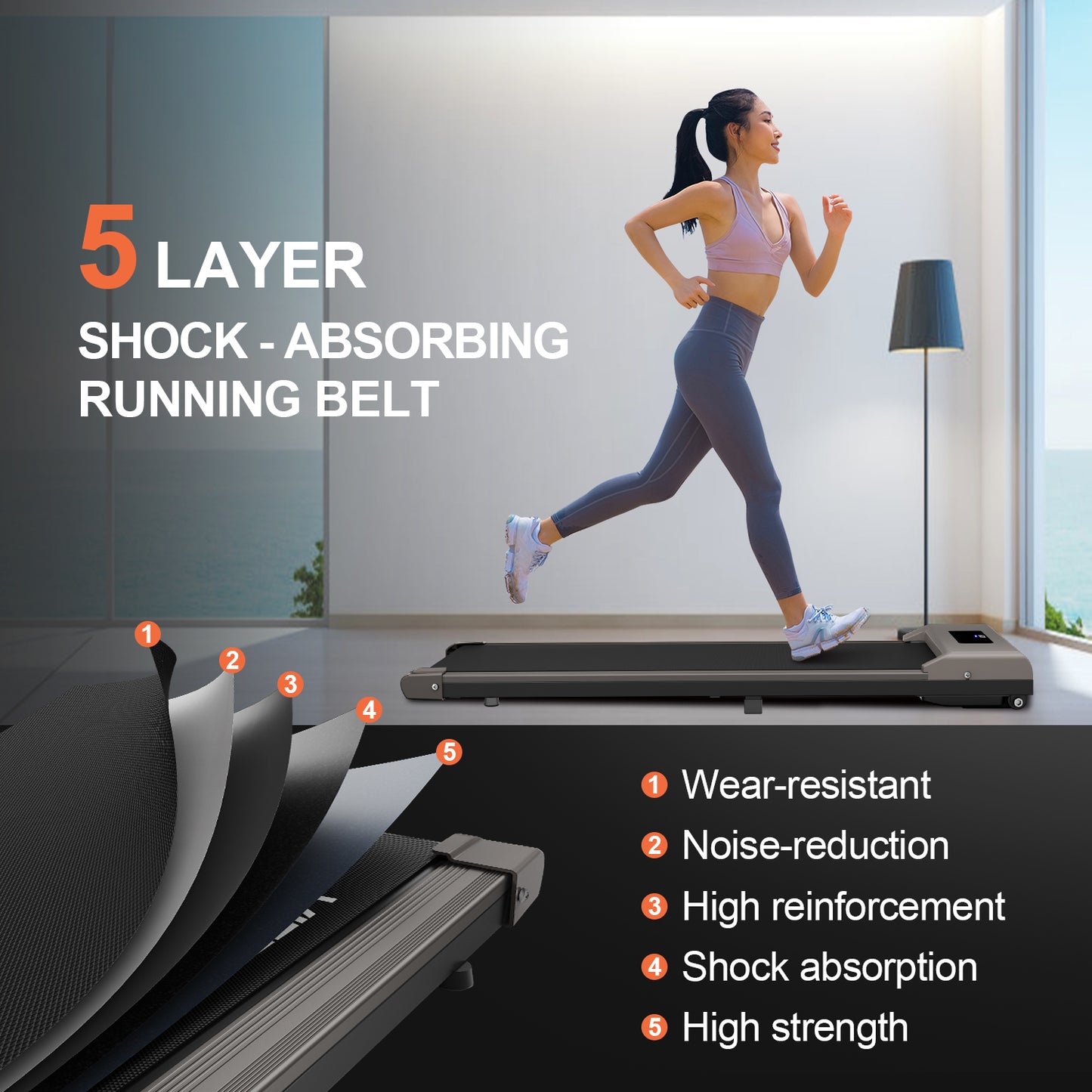 Walking Pad Under Desk Treadmill, Portable Treadmills Motorized Running Machine for Home, 6.25MPH, No Assembly Required, Remote Control, 240 Lb Capacity