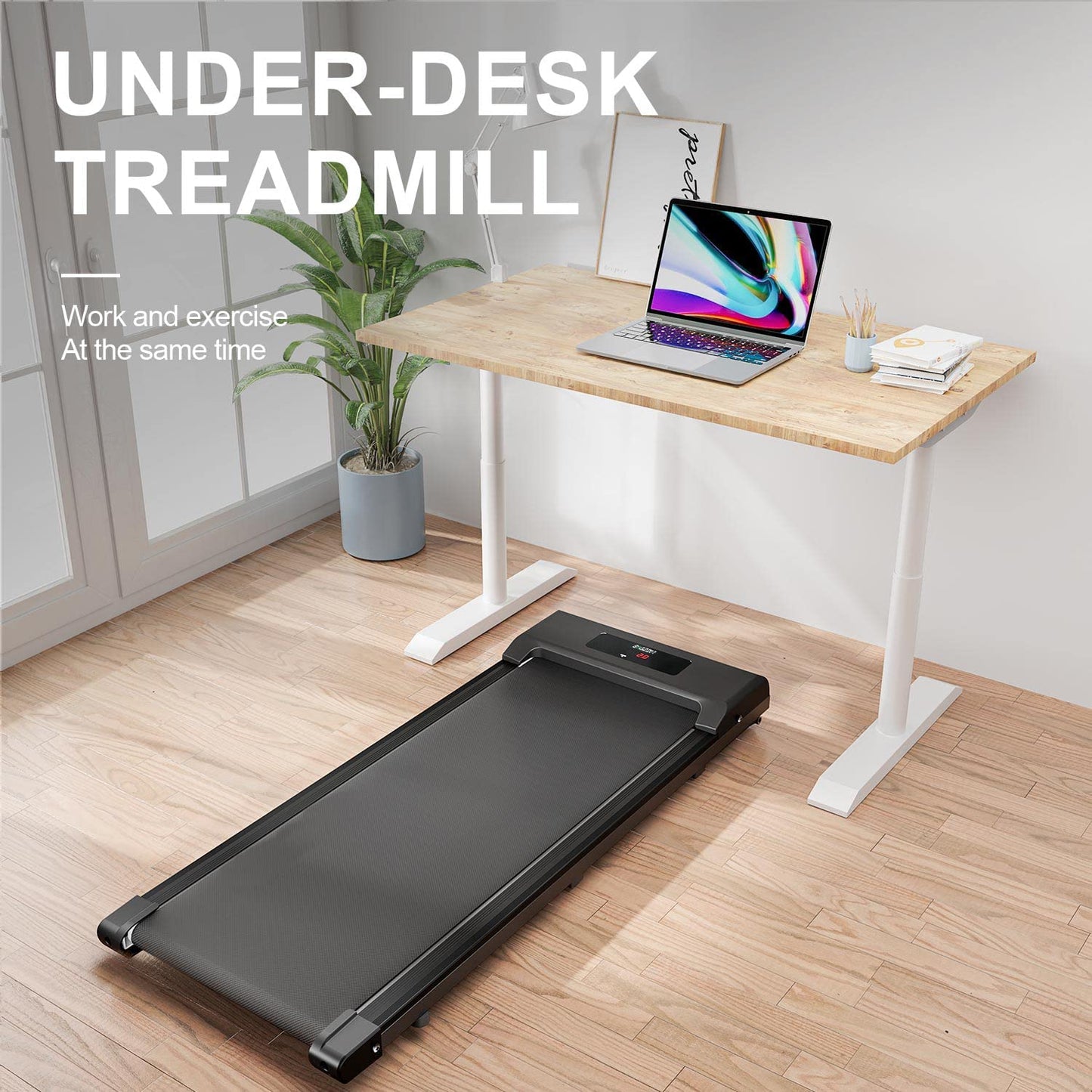 Walking Pad Under Desk Treadmill, Portable Treadmills Motorized Running Machine for Home, 6.25MPH, No Assembly Required, Remote Control, 240 Lb Capacity