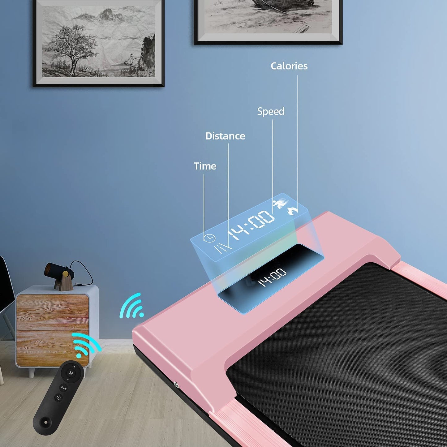 Walking Pad Under Desk Treadmill, Portable Treadmills Motorized Running Machine for Home, 6.25MPH, No Assembly Required, Remote Control, 240 Lb Capacity