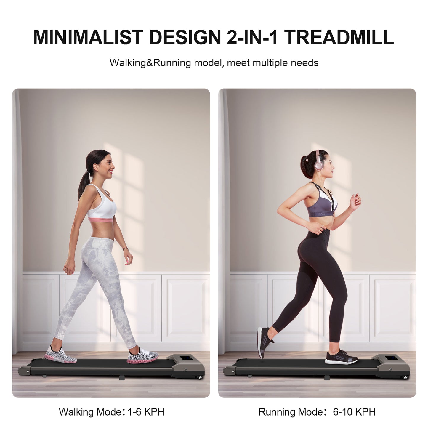 Walking Pad Under Desk Treadmill, Portable Treadmills Motorized Running Machine for Home, 6.25MPH, No Assembly Required, Remote Control, 240 Lb Capacity