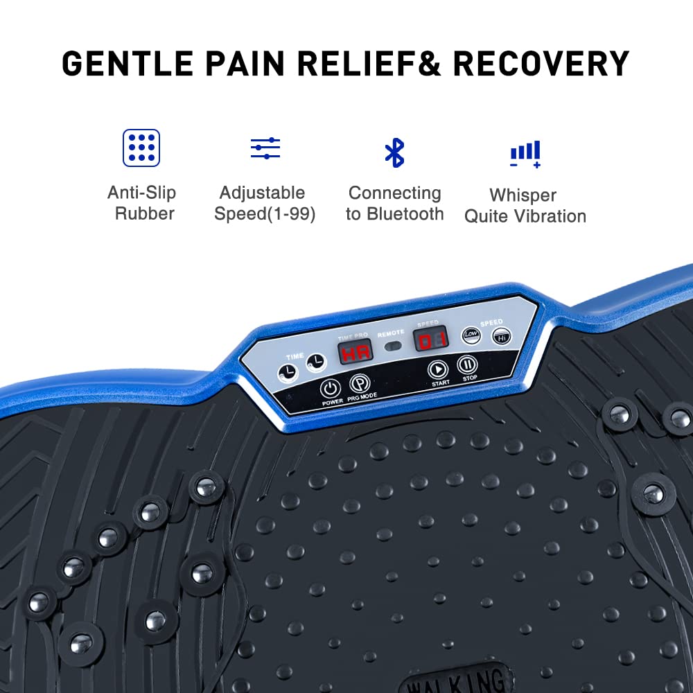 Vibration Plate Exercise Machine Whole Body Workout Vibration Fitness Trainer with Bluetooth Speakers, 99 Levels Vibration Platform Massage for Home Fitness & Weight Loss