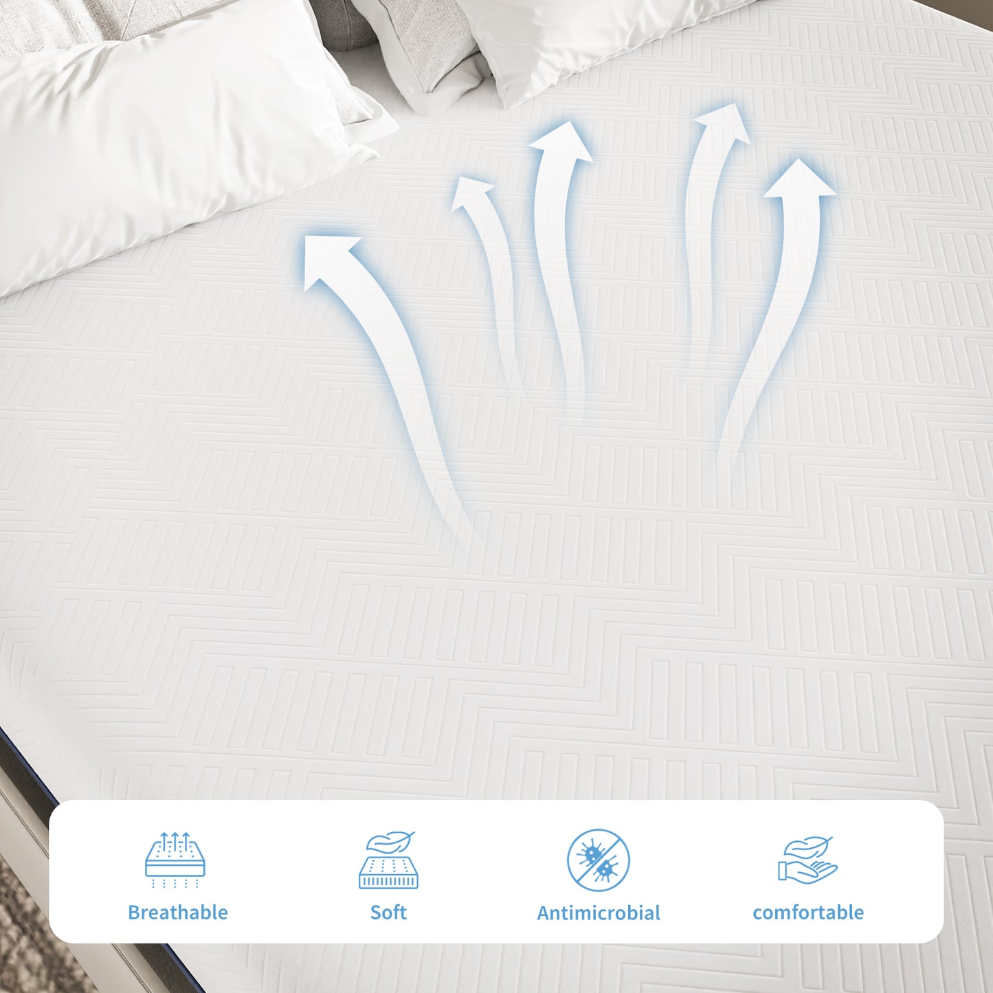 Doubleslee King Mattress, 12" Gel Memory Foam Mattress King Size, Innerspring Hybrid Mattress in a Box - Double-Sided Use.