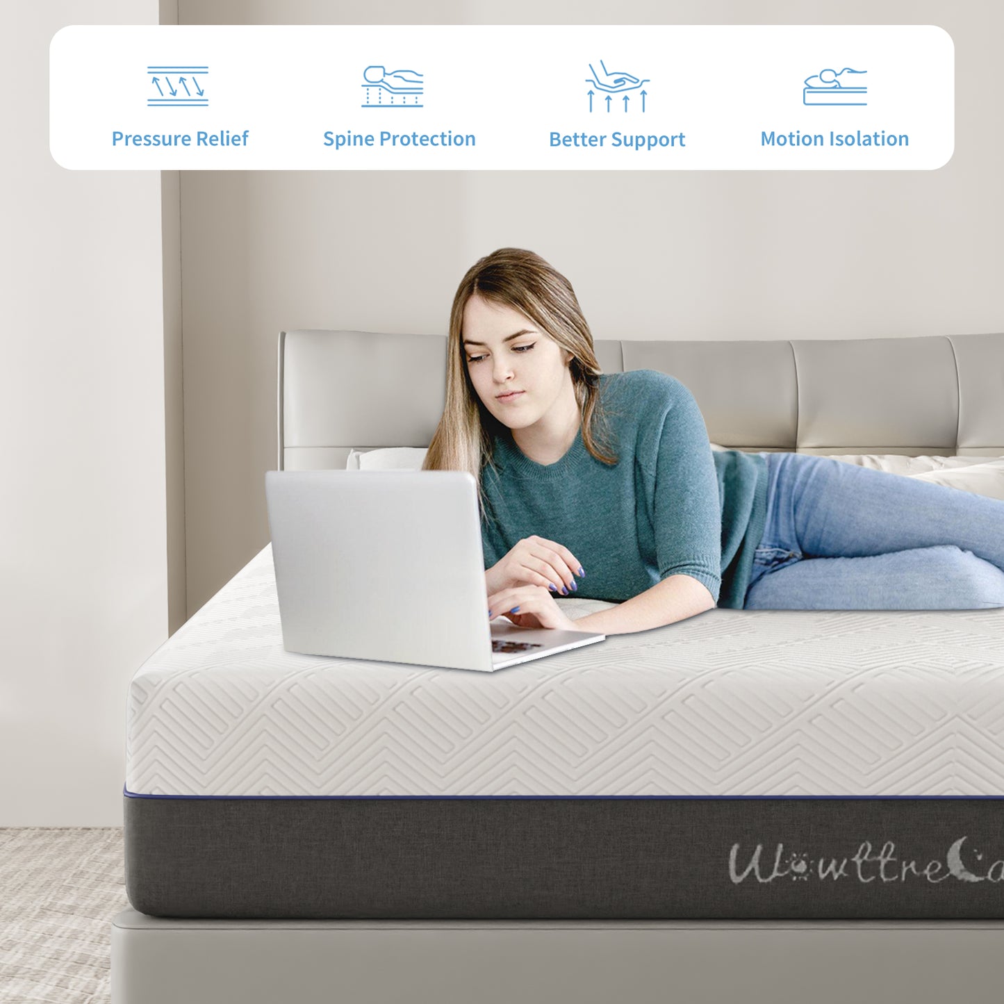 Doubleslee King Mattress, 12" Gel Memory Foam Mattress King Size, Innerspring Hybrid Mattress in a Box - Double-Sided Use.