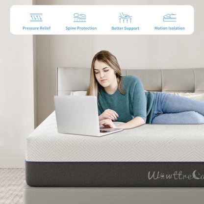 Doubleslee King Mattress, 12" Gel Memory Foam Mattress King Size, Innerspring Hybrid Mattress in a Box - Double-Sided Use.
