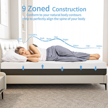 Doubleslee Twin Mattress, 10" Gel Memory Foam Mattress Twin Size, Innerspring Hybrid Mattress in a Box - Double-Sided Use.