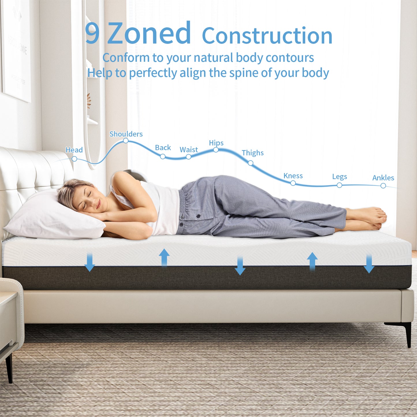 Doubleslee King Mattress, 12" Gel Memory Foam Mattress King Size, Innerspring Hybrid Mattress in a Box - Double-Sided Use.