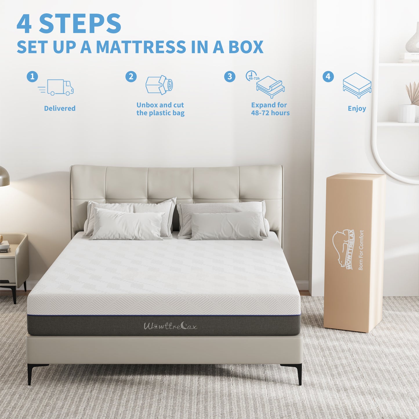 Doubleslee King Mattress, 12" Gel Memory Foam Mattress King Size, Innerspring Hybrid Mattress in a Box - Double-Sided Use.