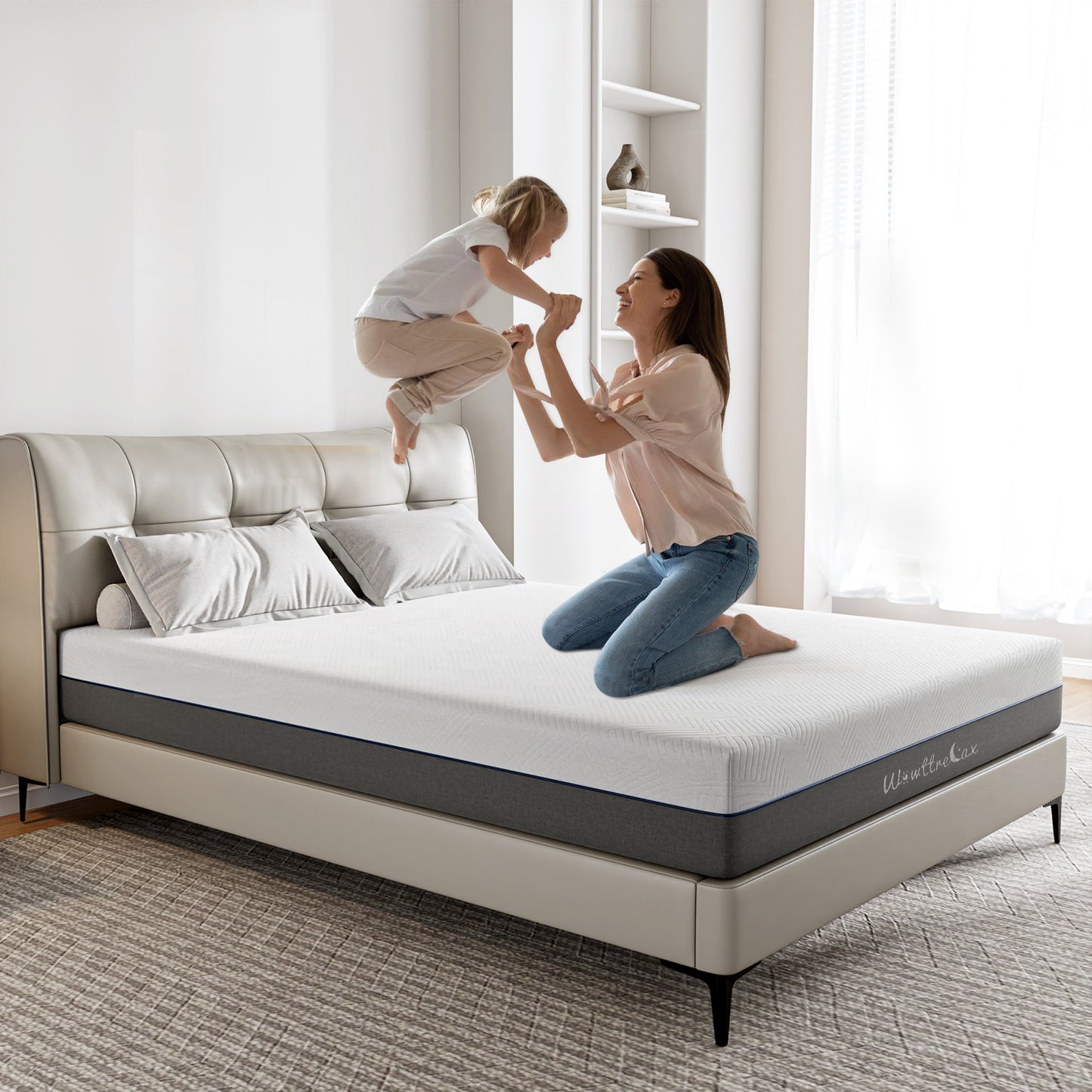 Doubleslee King Mattress, 12" Gel Memory Foam Mattress King Size, Innerspring Hybrid Mattress in a Box - Double-Sided Use.