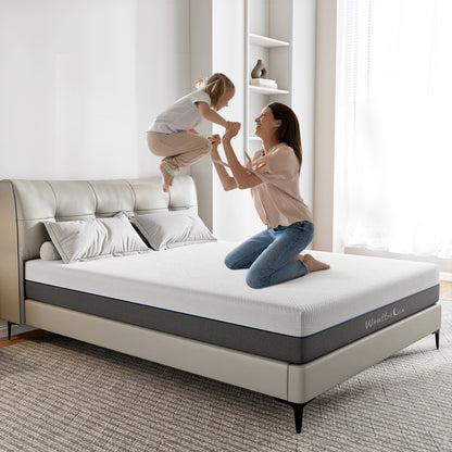 Doubleslee King Mattress, 12" Gel Memory Foam Mattress King Size, Innerspring Hybrid Mattress in a Box - Double-Sided Use.