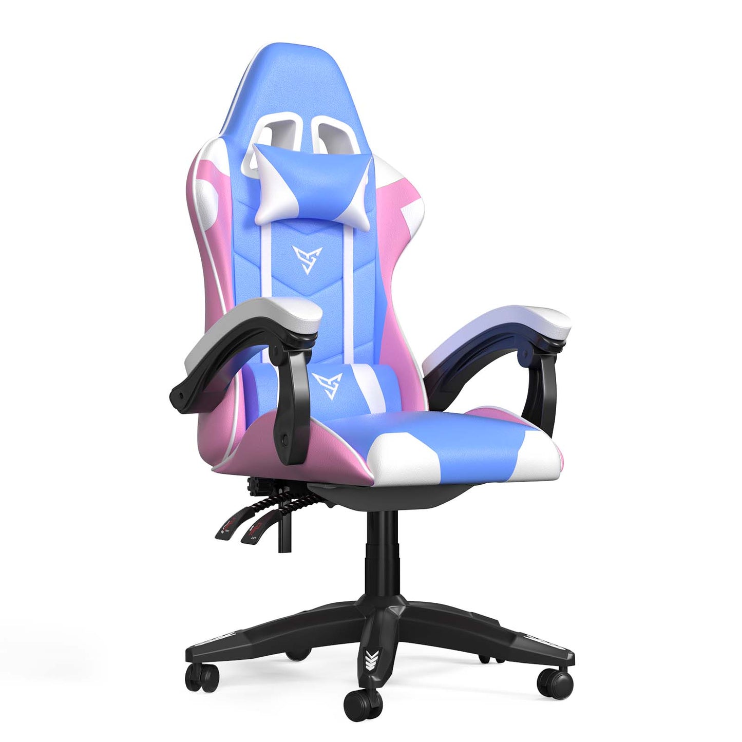 Gaming Chair with Adjustable Headrest and Lumbar Support, Height Adjustable Game Chair for Adult Kids,Blue & Pink