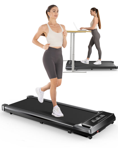 Walking Pad Treadmill, 2.5HP Brushless Motor Under Desk Treadmill, Portable Treadmill for Home Office Use, Super Large Display, Silver