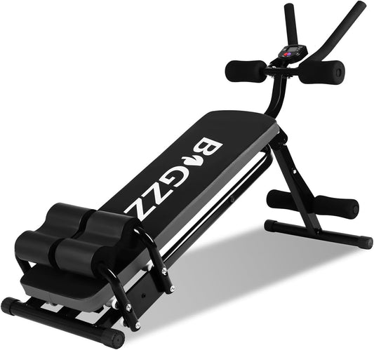 Ab Exercise Bench, Abdominal Workout Machine Foldable Sit Up Bench, Abdominal Exercise Equipment with LCD Monitor for Leg,Thighs,Buttocks