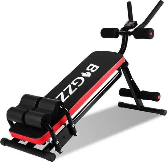 Ab Exercise Bench, Abdominal Workout Machine Foldable Sit Up Bench, Abdominal Exercise Equipment with LCD Monitor for Leg,Thighs,Buttocks