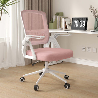 Naspaluro office chair with Flip-Up Arms for Home Office Bedroom, Height Adjustable,Black