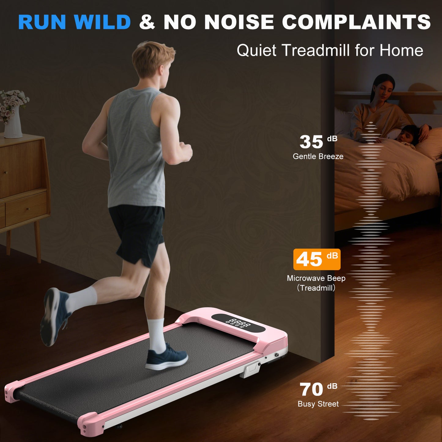 Incline Walking Pad, 3 in 1 Under Desk Treadmill with Ultra Quiet < 40dB, 2.5HP Portable Treadmill for Home Office, Wide Running Belt with 330LB Capacity