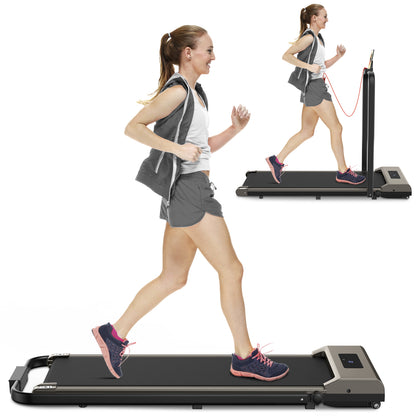 2 in 1 Folding Treadmill, Under Desk Treadmill with Phone/Tablet Holder, Powerful and Quiet Walking Jogging Running Treadmill with Remote Control for Home Office