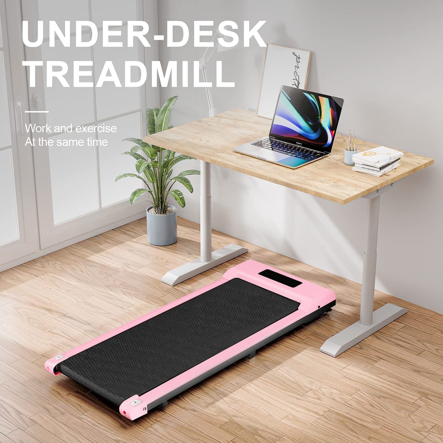 Walking Pad Under Desk Treadmill, Portable Treadmills Motorized Running Machine for Home, 6.25MPH, No Assembly Required, Remote Control, 240 Lb Capacity