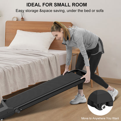 2 in 1 Folding Treadmill, Under Desk Treadmill with Phone/Tablet Holder, Powerful and Quiet Walking Jogging Running Treadmill with Remote Control for Home Office