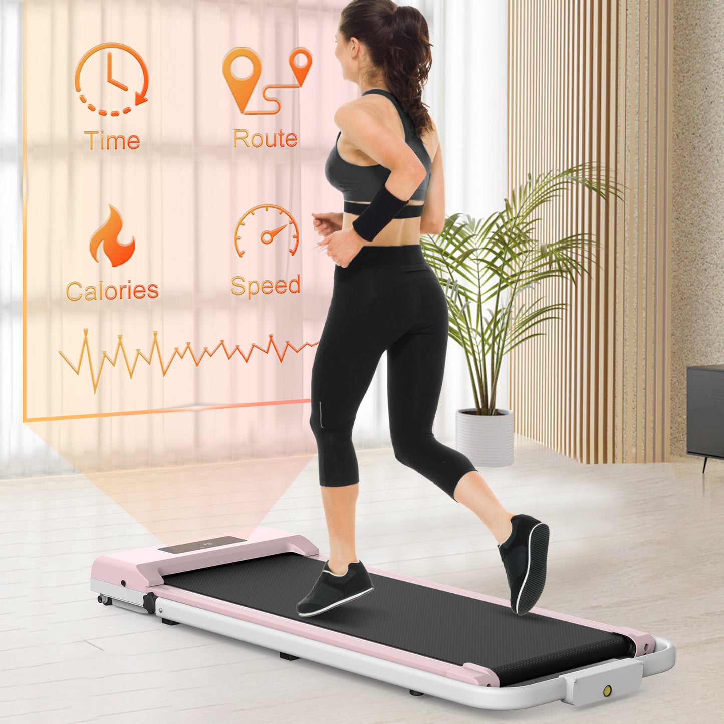 2 in 1 Folding Treadmill, Under Desk Treadmill with Phone/Tablet Holder, Powerful and Quiet Walking Jogging Running Treadmill with Remote Control for Home Office