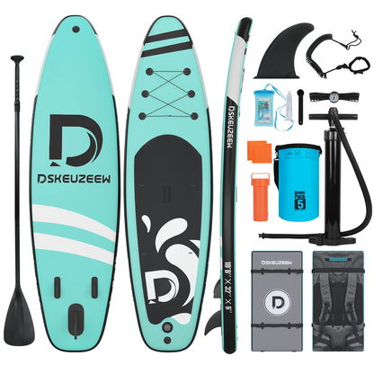 Inflatable Stand Up Paddle Board, 10.6'x32 x6 Extra Wide Ultra-Light (17lbs) SUP Paddleboard with Backpack, Floating Paddle, Dual Action Pump, Fins, Standing Paddle Boards for Youth Adults